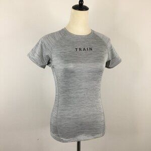 EQUINOX Marled Gray TRAIN print Soft Thin Fleece Lined Personal Trainer Top